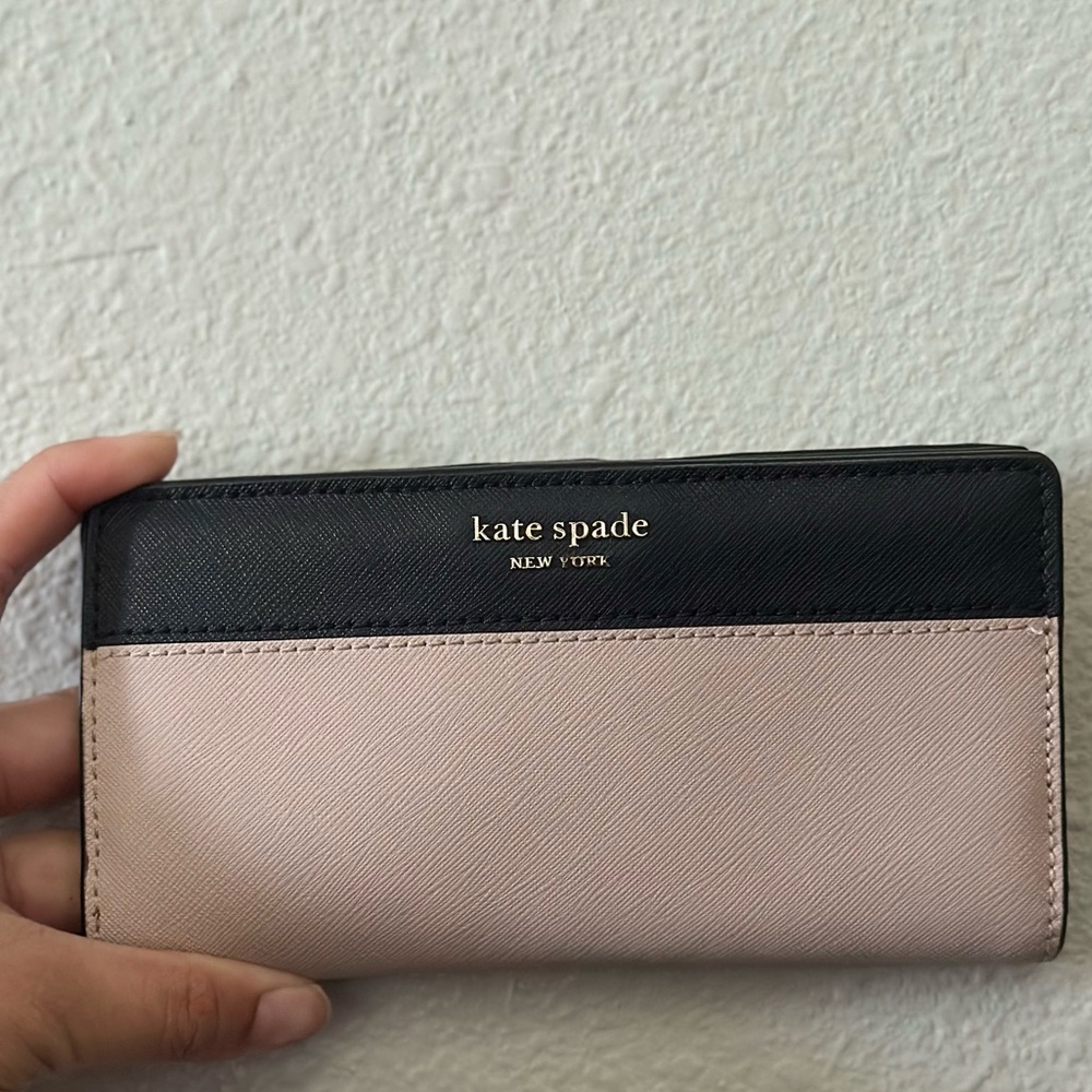 kate spade Two-Tone Black and Blush Continental Wallet